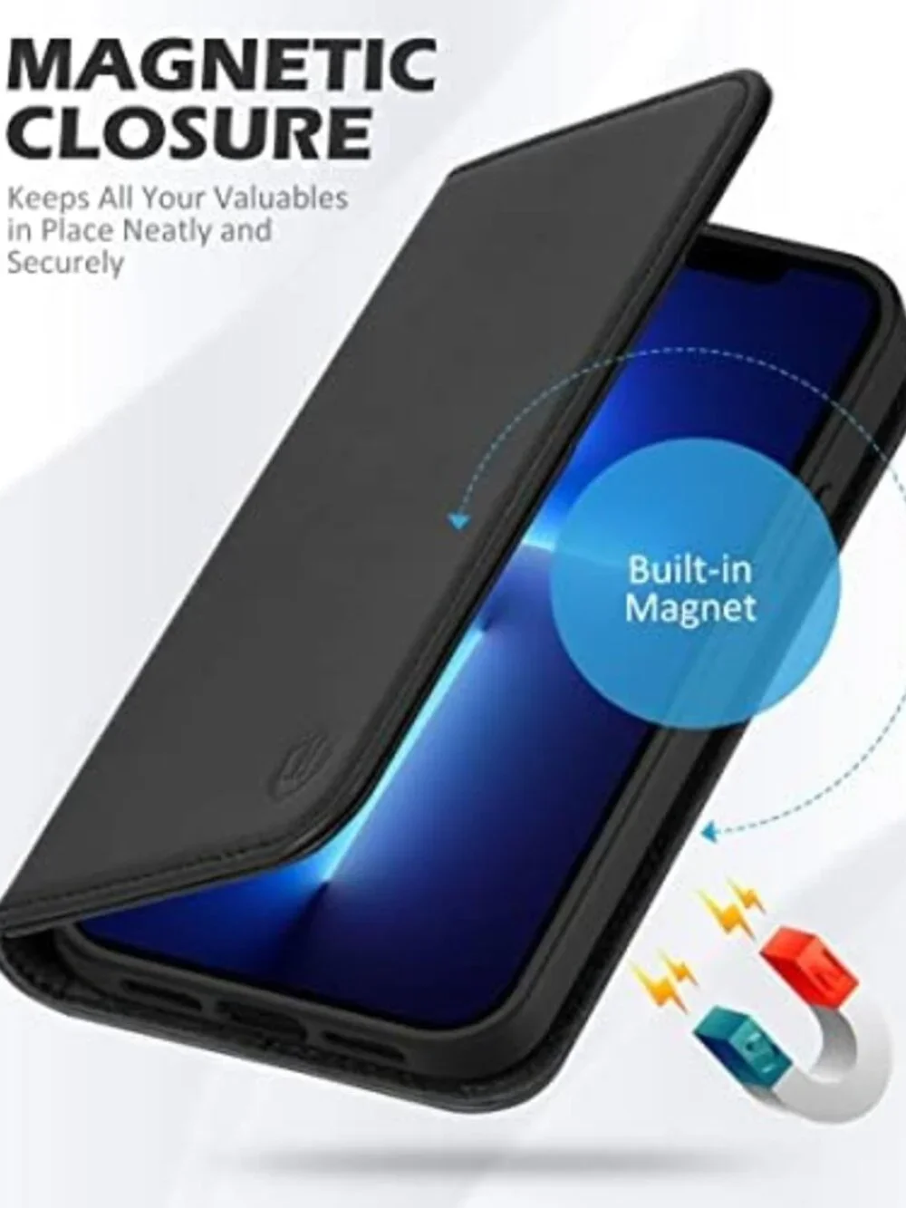 Genuine Leather Wallet Case for iPhone 13 Pro 6.1